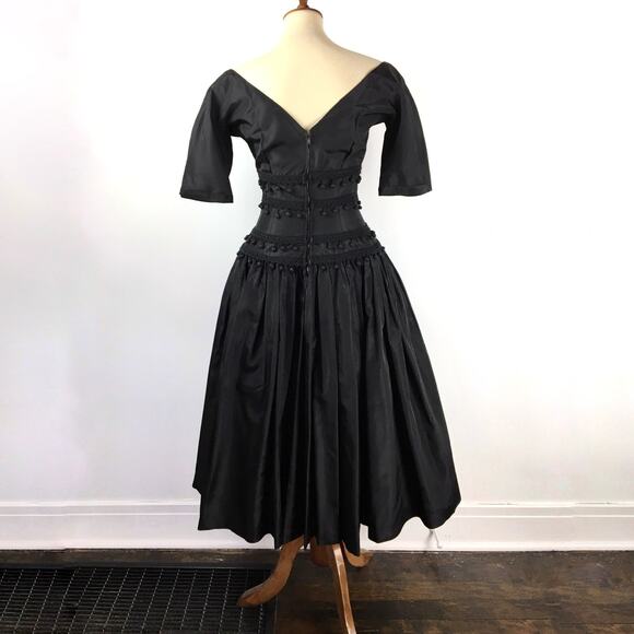 Vintage Suzy Perette black tafetta party dress fit and flare size XS/S - Picture 6 of 10